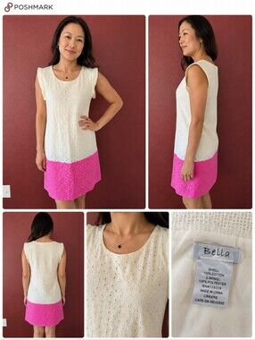 Esley White Eyelet Shift Dress